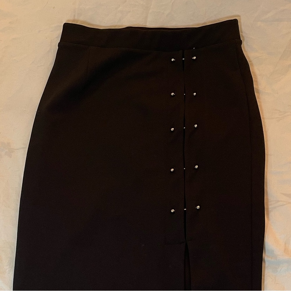 Classic black pencil skirt with metal detailing Size 6
